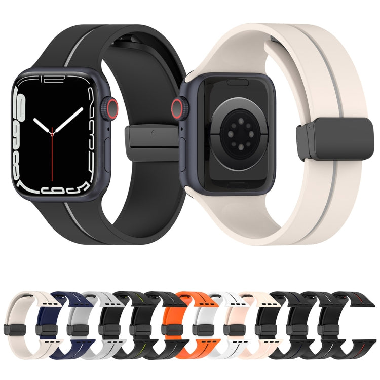 Two Color Folding Buckle Silicone Watch Band For Apple Watch 4 44mm(Starlight+Grey) -  by PMC TechLife | Online Shopping South Africa | PMC TechLife