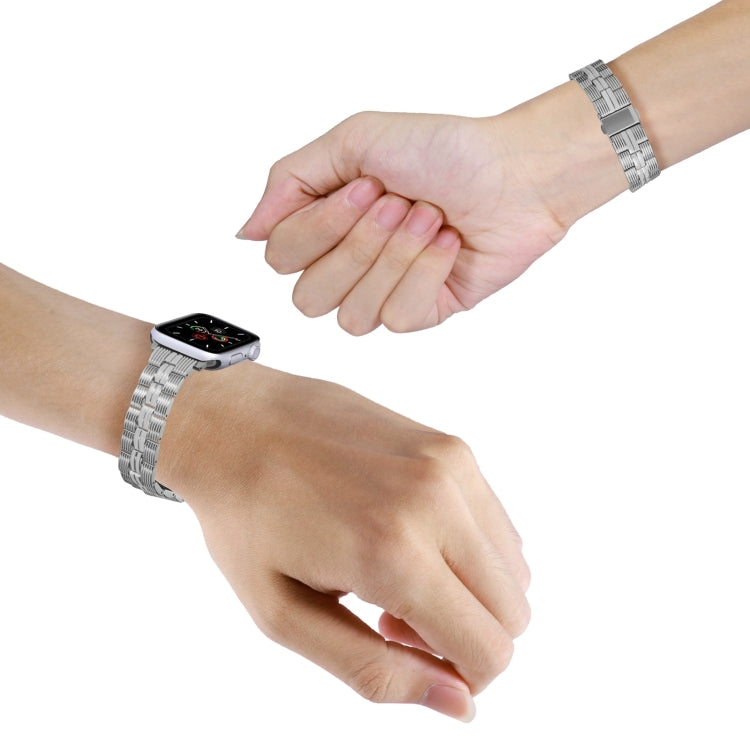 3-Beads Stripe Metal Watch Band For Apple Watch 7 41mm(Silver) -  by PMC TechLife | Online Shopping South Africa | PMC TechLife