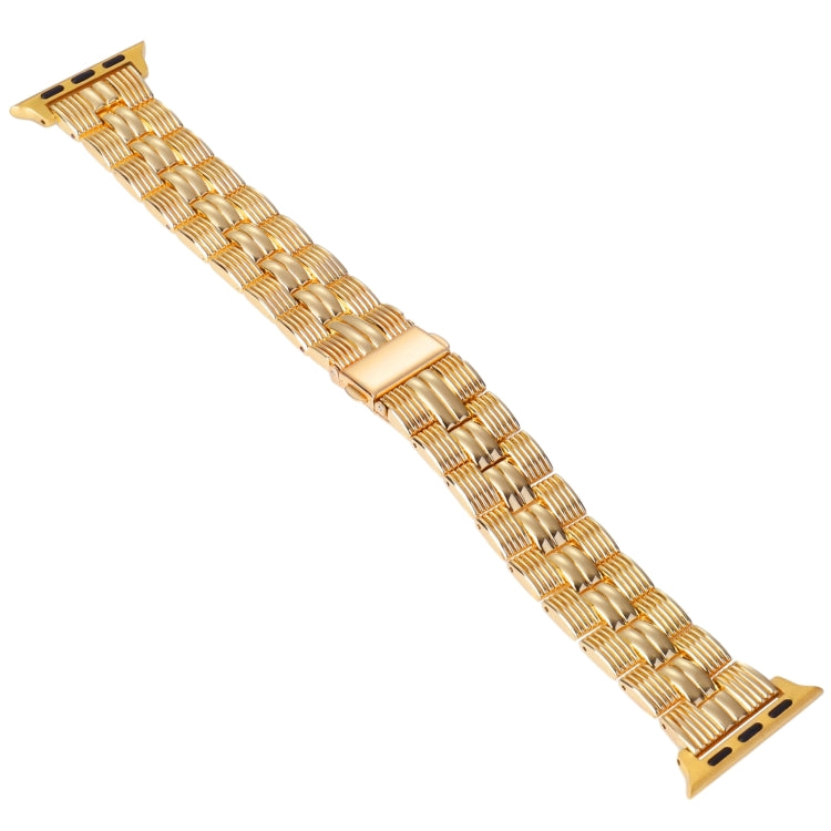 3-Beads Stripe Metal Watch Band For Apple Watch 3 38mm(Gold) -  by PMC Jewellery | Online Shopping South Africa | PMC Jewellery