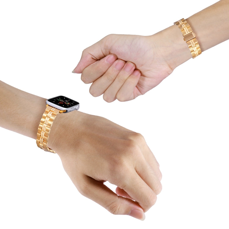 3-Beads Stripe Metal Watch Band For Apple Watch 3 38mm(Gold) -  by PMC TechLife | Online Shopping South Africa | PMC TechLife