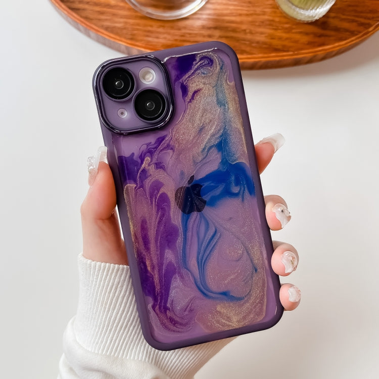 For iPhone 14 Oil Painting Electroplating TPU Phone Case(Purple) - iPhone 14 Cases by PMC Jewellery | Online Shopping South Africa | PMC Jewellery