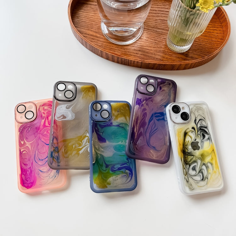 For iPhone 14 Oil Painting Electroplating TPU Phone Case(White) - iPhone 14 Cases by PMC TechLife | Online Shopping South Africa | PMC TechLife