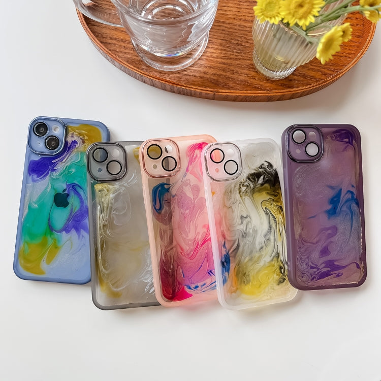 For iPhone 14 Plus Oil Painting Electroplating TPU Phone Case(Grey) - iPhone 14 Plus Cases by PMC Jewellery | Online Shopping South Africa | PMC Jewellery