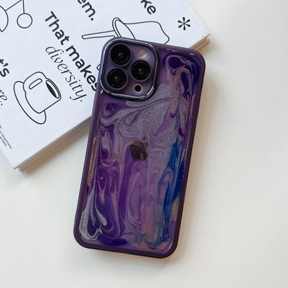 For iPhone 13 Pro Max Oil Painting Electroplating TPU Phone Case(Purple) - iPhone 13 Pro Max Cases by PMC Jewellery | Online Shopping South Africa | PMC Jewellery