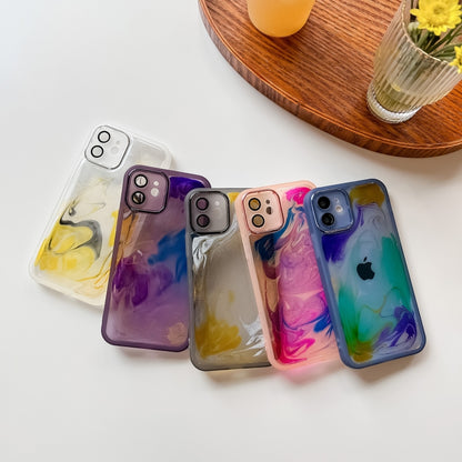 For iPhone 12 Oil Painting Electroplating TPU Phone Case(White) - iPhone 12 / 12 Pro Cases by PMC Jewellery | Online Shopping South Africa | PMC Jewellery