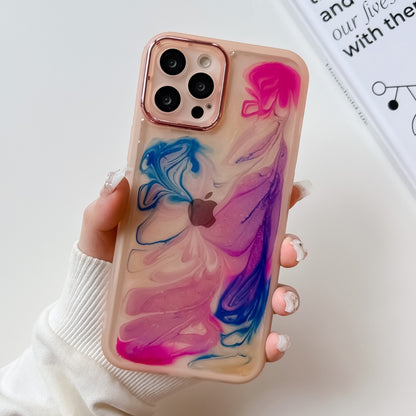 For iPhone 12 Pro Max Oil Painting Electroplating TPU Phone Case(Pink) - iPhone 12 Pro Max Cases by PMC Jewellery | Online Shopping South Africa | PMC Jewellery