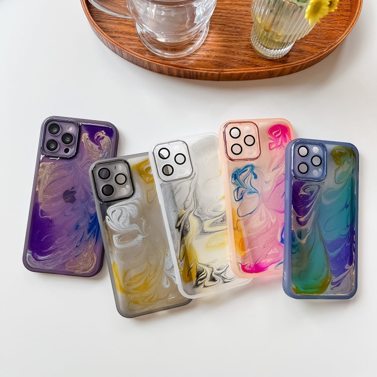 For iPhone 12 Pro Max Oil Painting Electroplating TPU Phone Case(Purple) - iPhone 12 Pro Max Cases by PMC TechLife | Online Shopping South Africa | PMC TechLife