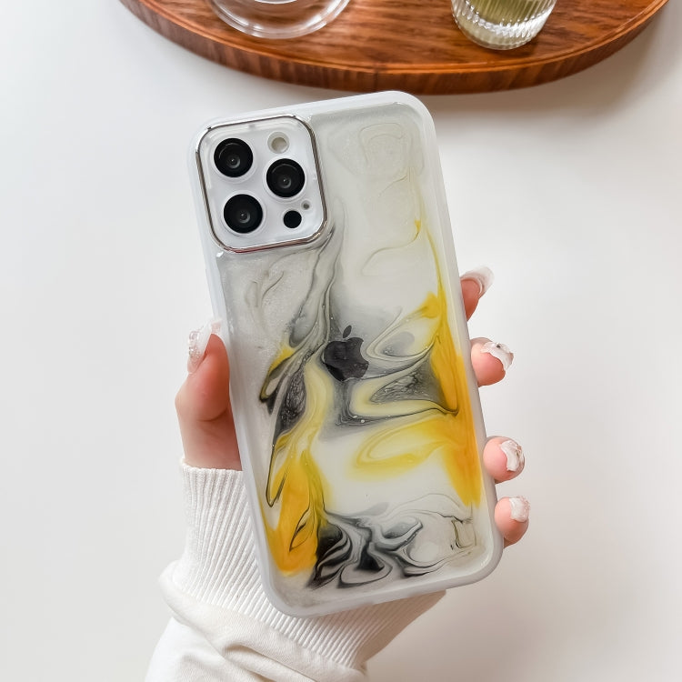 For iPhone 12 Pro Max Oil Painting Electroplating TPU Phone Case(White) - iPhone 12 Pro Max Cases by PMC Jewellery | Online Shopping South Africa | PMC Jewellery