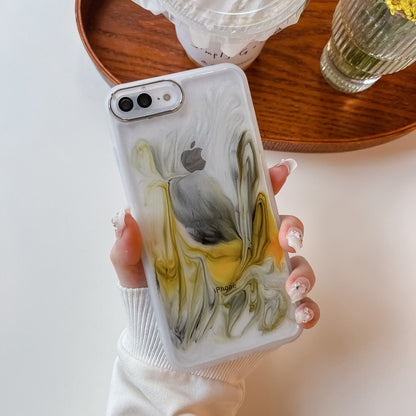 For iPhone 8 Plus / 7 Plus Oil Painting Electroplating TPU Phone Case(White) - More iPhone Cases by PMC Jewellery | Online Shopping South Africa | PMC Jewellery