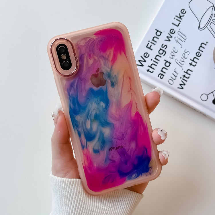 For iPhone X / XS Oil Painting Electroplating TPU Phone Case(Pink) - More iPhone Cases by PMC Jewellery | Online Shopping South Africa | PMC Jewellery