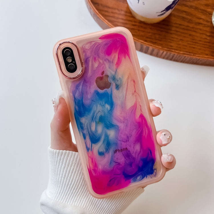 For iPhone X / XS Oil Painting Electroplating TPU Phone Case(Pink) - More iPhone Cases by PMC Jewellery | Online Shopping South Africa | PMC Jewellery