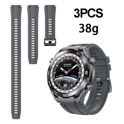 3pcs Longer Style For Huawei Watch Ultimate Silicone Replacement Watch Band(Dark Grey) -  by PMC Jewellery | Online Shopping South Africa | PMC Jewellery