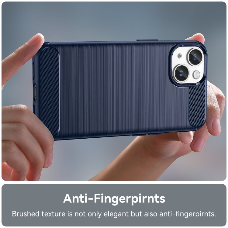 For iPhone 15 Plus Brushed Texture Carbon Fiber TPU Phone Case(Blue) - free shipping - PMC TechLife - Order now!
