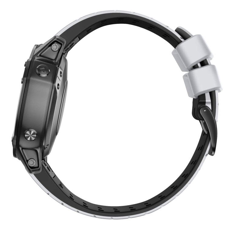 For Garmin Fenix 7 22mm Trapezoidal Quick Release Silicone Watch Band(White Black) -  by PMC Jewellery | Online Shopping South Africa | PMC Jewellery