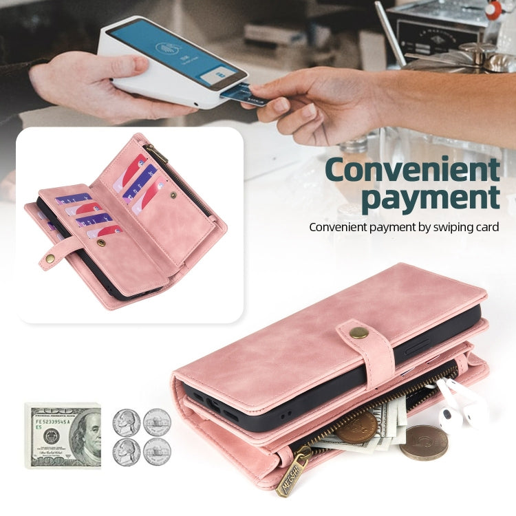 For Samsung Galaxy S20+ Zipper Wallet Detachable MagSafe Leather Phone Case(Pink) - Galaxy Phone Cases by PMC TechLife | Online Shopping South Africa | PMC TechLife