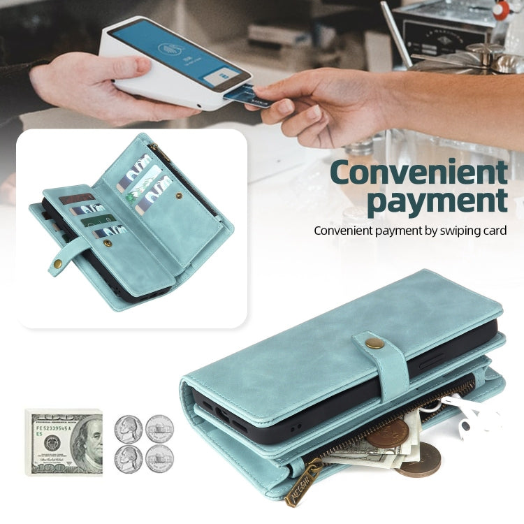 For Samsung Galaxy S10 Zipper Wallet Detachable MagSafe Leather Phone Case(Blue) - Galaxy Phone Cases by PMC TechLife | Online Shopping South Africa | PMC TechLife