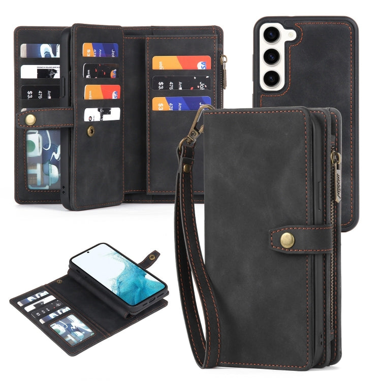 For Samsung Galaxy S10+ Zipper Wallet Detachable MagSafe Leather Phone Case(Black) - Galaxy Phone Cases by PMC TechLife | Online Shopping South Africa | PMC TechLife