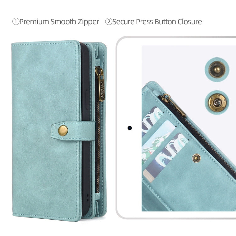 For Samsung Galaxy S10+ Zipper Wallet Detachable MagSafe Leather Phone Case(Blue) - Galaxy Phone Cases by PMC TechLife | Online Shopping South Africa | PMC TechLife