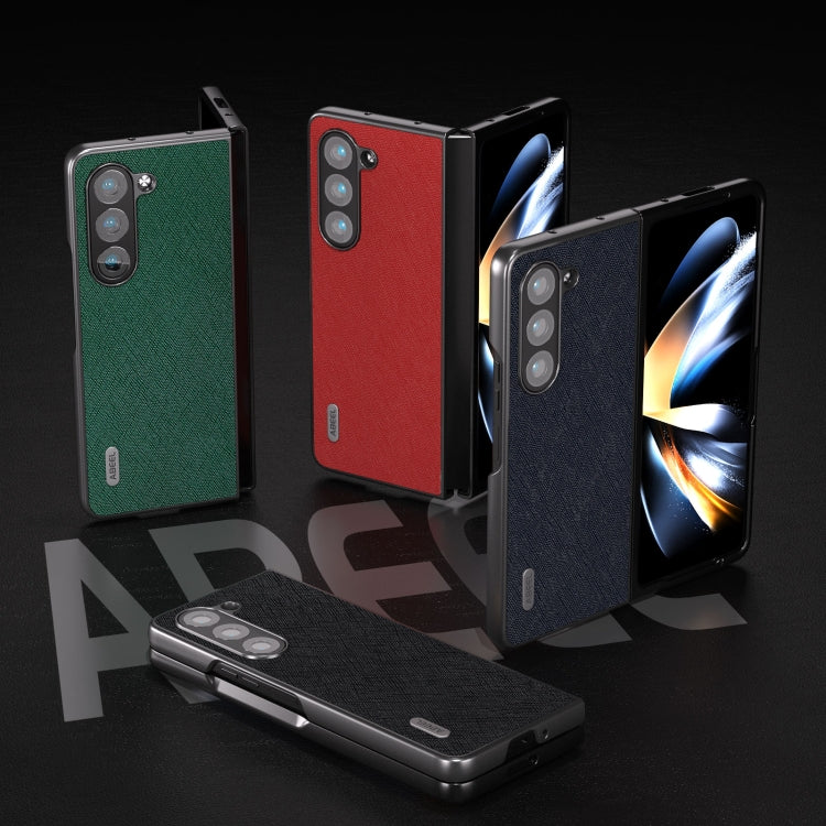 For Samsung Galaxy Z Fold5 ABEEL Cross Texture Genuine Leather Phone Case(Blue) - free shipping - PMC TechLife - Order now!