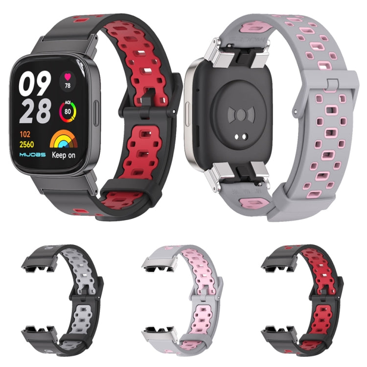 For Redmi Watch 3 Mijobs Square Hole Breathable TPU Watch Band(Black Grey) - Watch Bands by MIJOBS | Online Shopping South Africa | PMC TechLife | Buy Now Pay Later Mobicred
