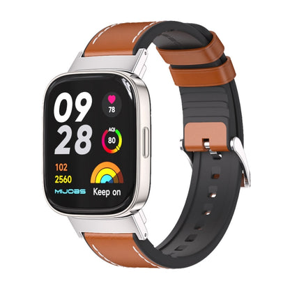 For Redmi Watch 3 Mijobs TPU Leather Watch Band(Brown Silver) -  by MIJOBS | Online Shopping South Africa | PMC Jewellery