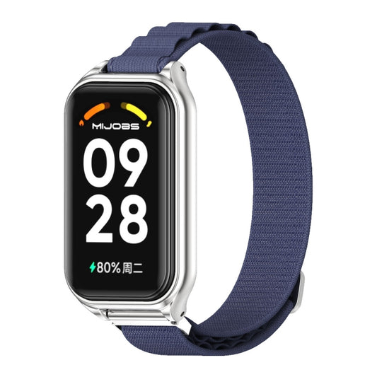 For Redmi Band 2 Mijobs Metal Shell Nylon Breathable Watch Band(Midnight Blue Silver) -  by MIJOBS | Online Shopping South Africa | PMC Jewellery