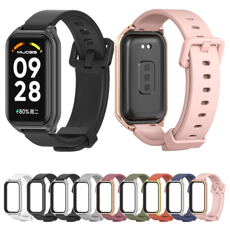 For Xiaomi Smart Band 8 Active / Redmi Band 2 Mijobs Metal Shell Silicone Watch Band(Orange Gold) - free shipping - PMC TechLife - Order now!