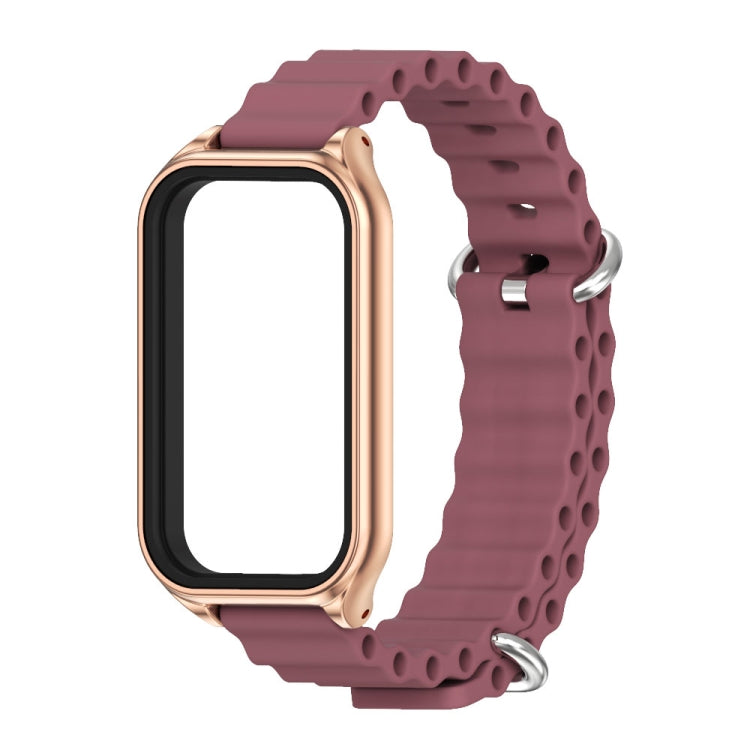 For Redmi Band 2 Mijobs Metal Shell Ocean Silicone Watch Band(Wine Red Rose Gold) -  by MIJOBS | Online Shopping South Africa | PMC Jewellery