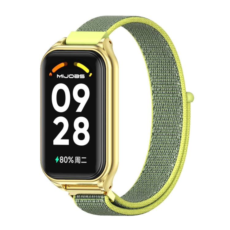 For Xiaomi Smart Band 8 Active / Redmi Band 2 Mijobs Metal Shell Breathable Nylon Loop Watch Band(Bright Yellow Gold) - Watch Bands by MIJOBS | Online Shopping South Africa | PMC TechLife | Buy Now Pay Later Mobicred