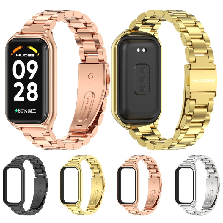 For Redmi Band 2 Mijobs Metal Shell + Three-Bead Stainless Steel Watch Band(Rose Gold) -  by MIJOBS | Online Shopping South Africa | PMC Jewellery