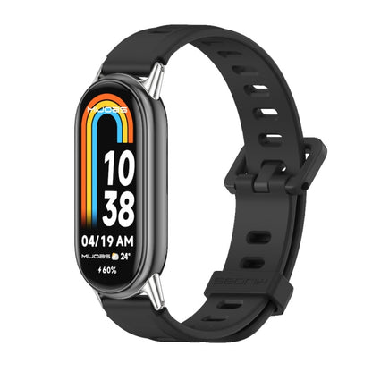 For Xiaomi Mi Band 8 Mijobs Flat Hole Breathable Silicone Watch Band(Black+Silver) -  by MIJOBS | Online Shopping South Africa | PMC Jewellery