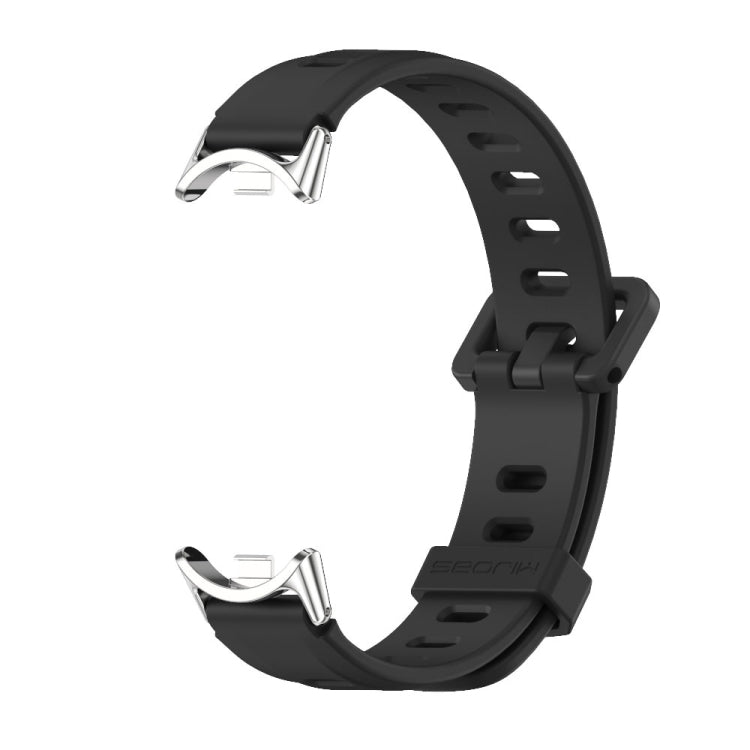 For Xiaomi Smart Band 10 / 9 / 8 Mijobs Flat Hole Breathable Silicone Watch Band(Black+Silver) - free shipping - PMC TechLife - Order now!