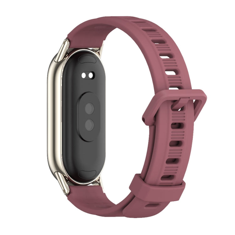 For Xiaomi Mi Band 8 Mijobs Flat Hole Breathable Silicone Watch Band(Wine Red+Light Gold) -  by MIJOBS | Online Shopping South Africa | PMC Jewellery