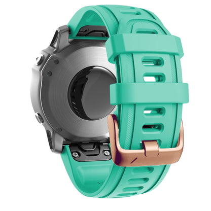 For Garmin Fenix 7S / 6S Pro / 5S Plus 20mm Rose Gold Buckle Silicone Watch Band(Teal Green) - Watch Bands by PMC Jewellery | Online Shopping South Africa | PMC Jewellery