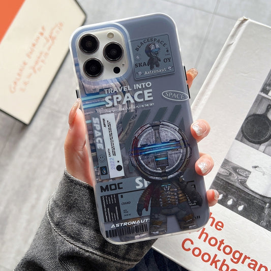 For iPhone 13 Dual-side IMD Astronaut Frosted Phone Case(Blue Grey) - iPhone 13 Cases by PMC Jewellery | Online Shopping South Africa | PMC Jewellery