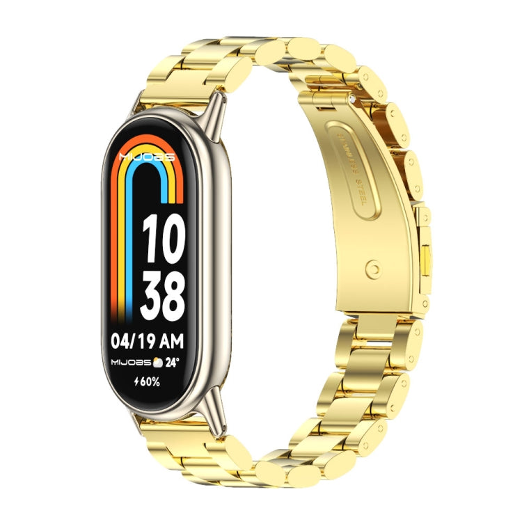 For Xiaomi Mi Band 8 Mijobs Three Bead Stainless Steel Watch Band(Gold+Light Gold) -  by MIJOBS | Online Shopping South Africa | PMC Jewellery