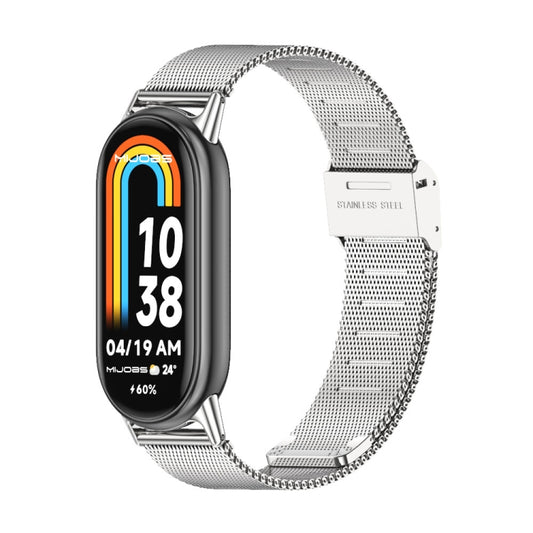 For Xiaomi Mi Band 8 Mijobs Milan Buckle Metal Stainless Steel Watch Band(Silver) -  by PMC Jewellery | Online Shopping South Africa | PMC Jewellery