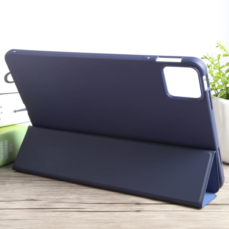 For Xiaomi Pad 6 / Pad 6 Pro Three-fold Holder Flip Tablet Leather Case(Dark Blue) -  by PMC Jewellery | Online Shopping South Africa | PMC Jewellery