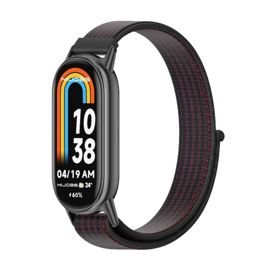 For Xiaomi Mi Band 8 Mijobs Breathable Nylon Loop Watch Band(Black Red) -  by MIJOBS | Online Shopping South Africa | PMC Jewellery