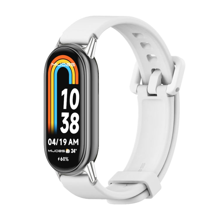 For Xiaomi Mi Band 8 Mijobs Silicone Breathable Watch Band(White Silver) -  by MIJOBS | Online Shopping South Africa | PMC Jewellery