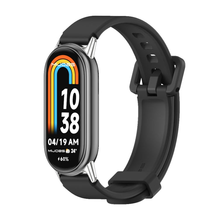 For Xiaomi Mi Band 8 / 9 / 9 NFC Mijobs Silicone Breathable Watch Band(Black Silver) - Watch Bands by MIJOBS | Online Shopping South Africa | PMC TechLife | Buy Now Pay Later Mobicred