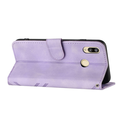 For Huawei Y6 2019 Line Pattern Skin Feel Leather Phone Case(Light Purple) - Huawei Cases by PMC Jewellery | Online Shopping South Africa | PMC Jewellery