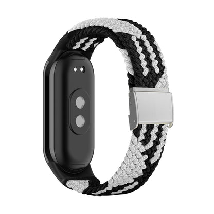 For Xiaomi Mi Band 8 Adjustable Nylon Braided Steel Buckle Watch Band(Black White) -  by PMC Jewellery | Online Shopping South Africa | PMC Jewellery