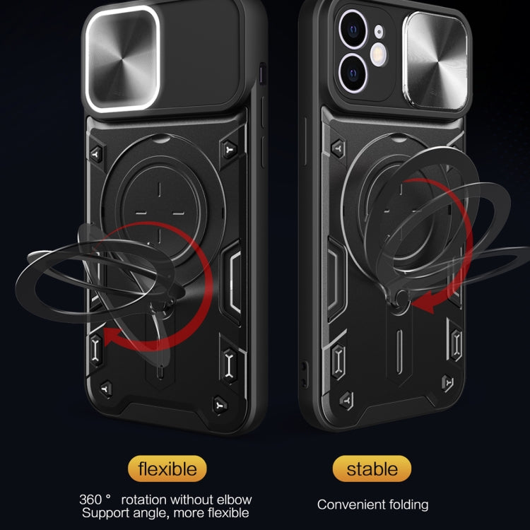 For iPhone 12 CD Texture Sliding Camshield Magnetic Holder Phone Case(Purple) - free shipping - PMC TechLife - Order now!