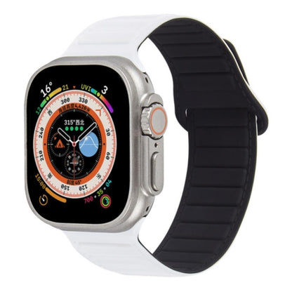 For Apple Watch 8 41mm Loop Magnetic Silicone Watch Band(White Black) - Watch Bands by PMC Jewellery | Online Shopping South Africa | PMC Jewellery