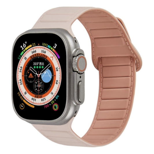 For Apple Watch 7 45mm Loop Magnetic Silicone Watch Band(Pink) - Watch Bands by PMC Jewellery | Online Shopping South Africa | PMC Jewellery