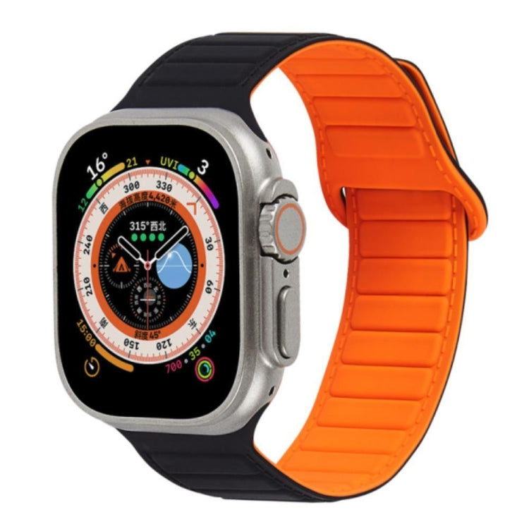 For Apple Watch SE 2022 44mm Loop Magnetic Silicone Watch Band(Black Orange) - Watch Bands by PMC Jewellery | Online Shopping South Africa | PMC Jewellery