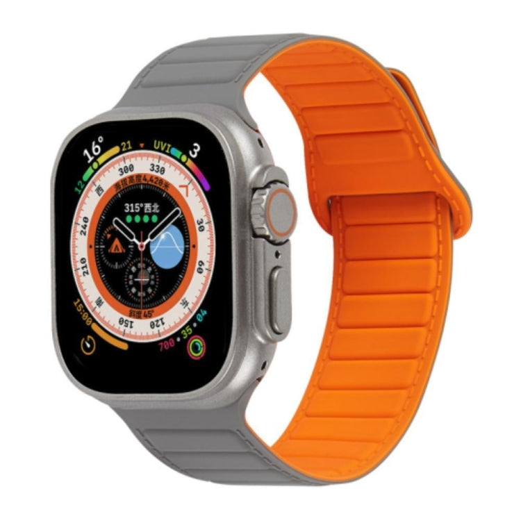 For Apple Watch 3 38mm Loop Magnetic Silicone Watch Band(Grey Orange) - Watch Bands by PMC TechLife | Online Shopping South Africa | PMC TechLife