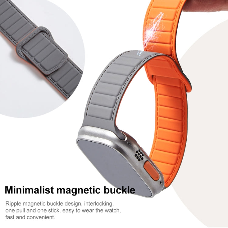 For Apple Watch 42mm Loop Magnetic Silicone Watch Band(Grey Orange) - Watch Bands by PMC TechLife | Online Shopping South Africa | PMC TechLife