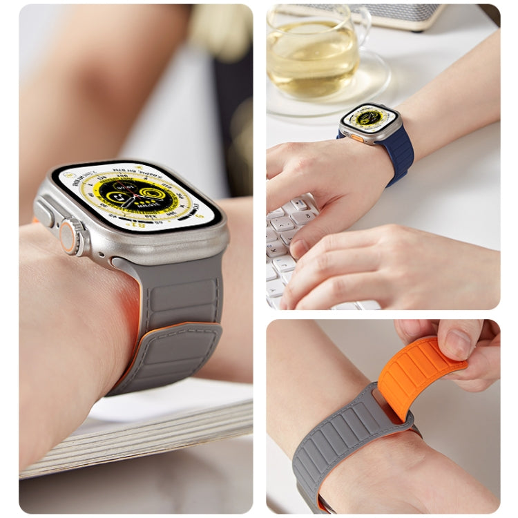 For Apple Watch 3 42mm Loop Magnetic Silicone Watch Band(Black Yellow) - Watch Bands by PMC Jewellery | Online Shopping South Africa | PMC Jewellery